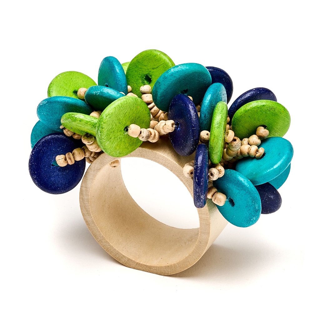 Deborah Rhodes Wood Coin Bead Napkin Ring - Thumbnail 5