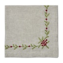 Winter Woods Flax Embroidered Napkin Red