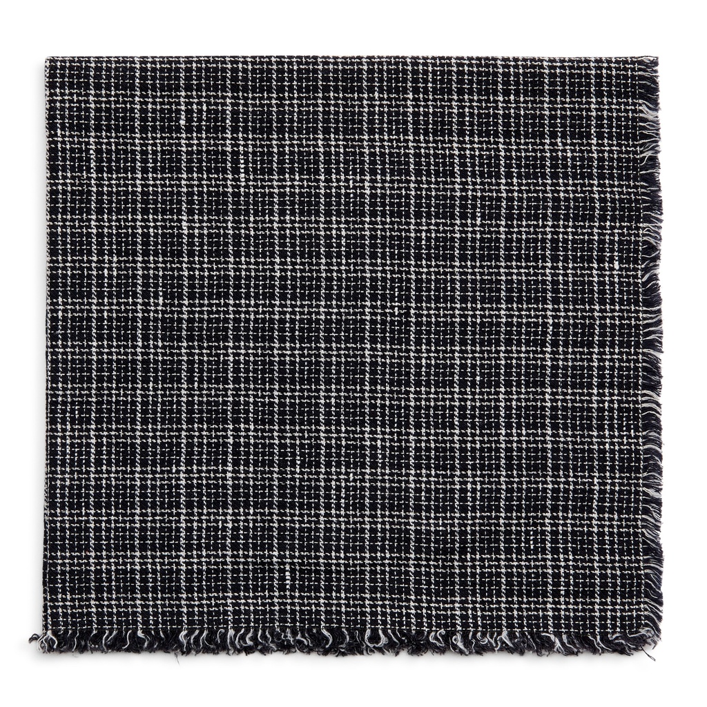 Washed Plaid Fringe Napkin Black