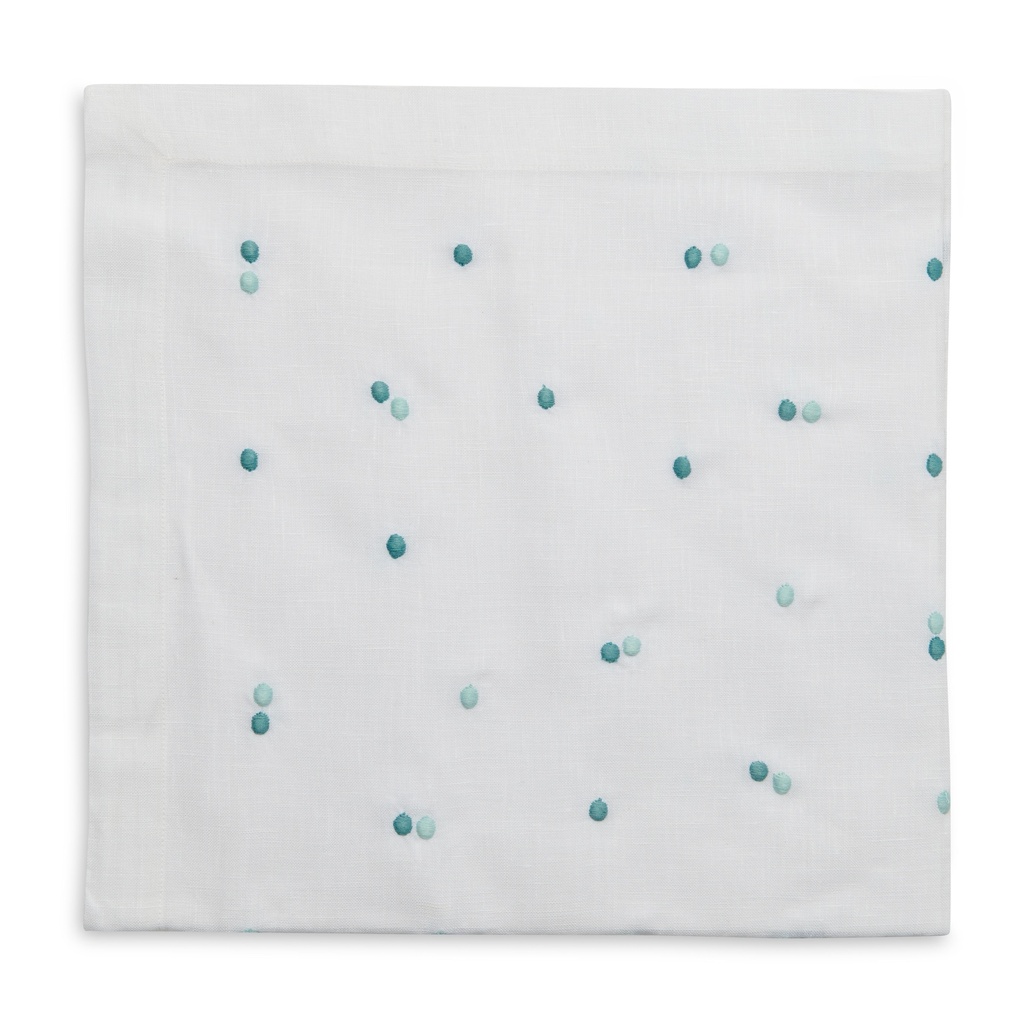 Scattered Dots Embroidered Napkin Aqua