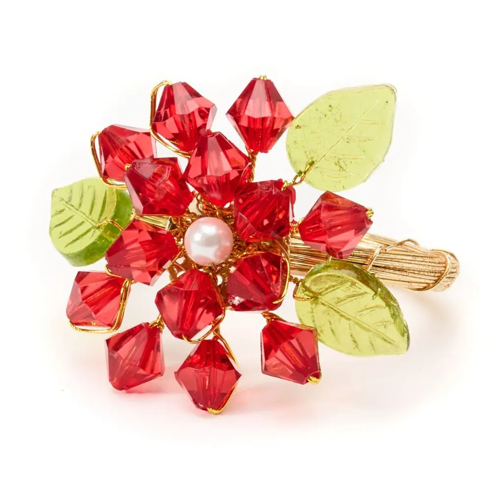 Glass Dahlia Napkin Ring Red.webp