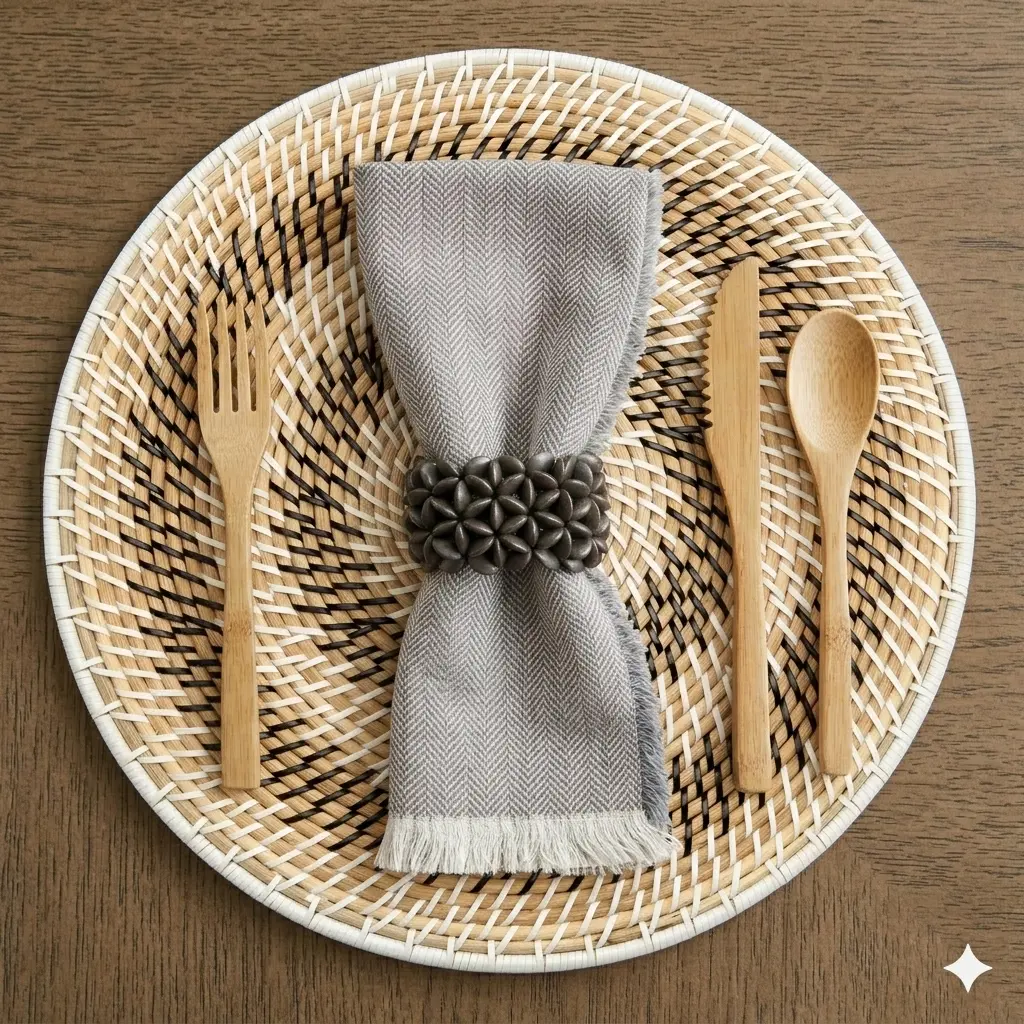 Deborah Rhodes Bullseye Rattan Placemat - Thumbnail 2