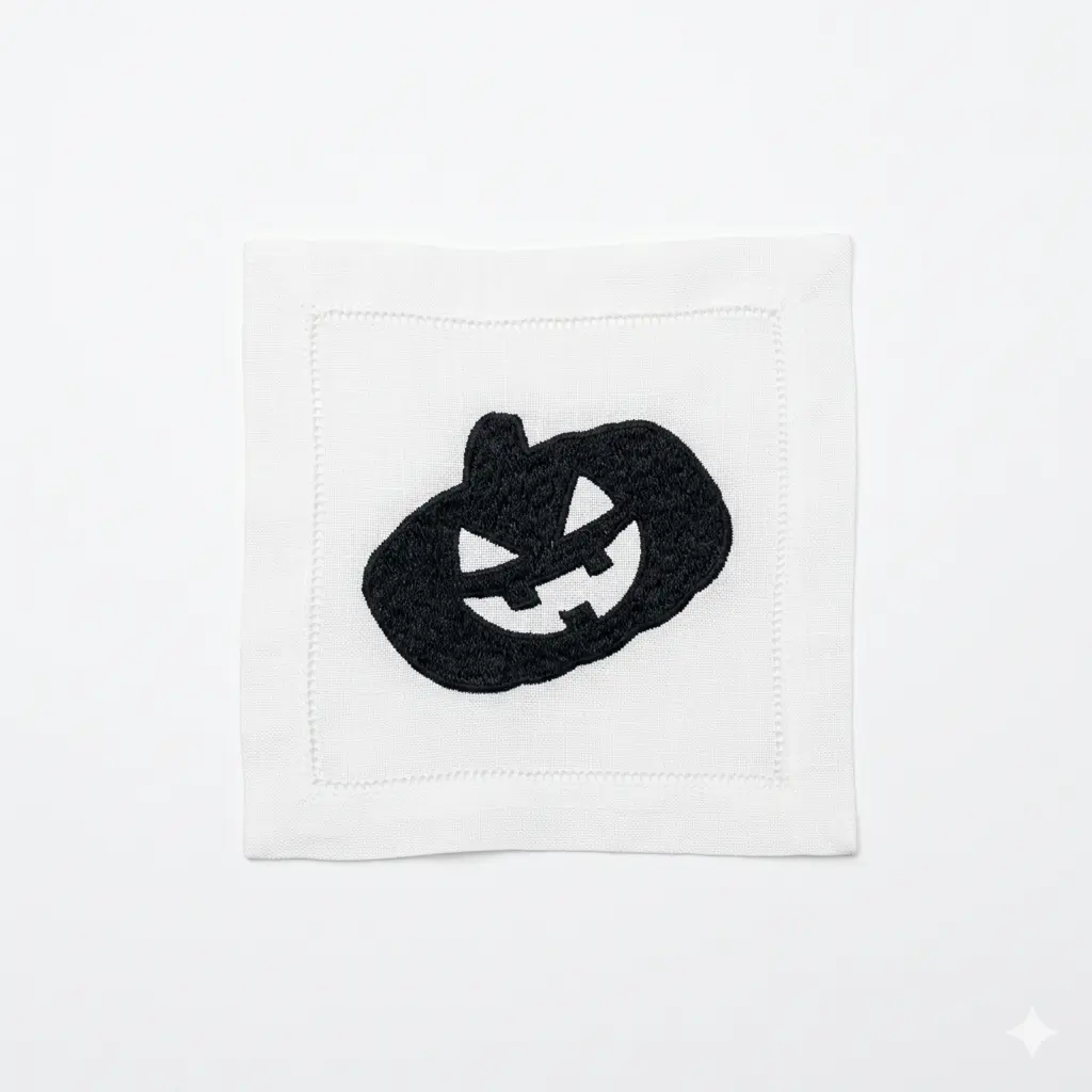 White Haunted Elegance Cocktail Napkin -Pumpkin.webp