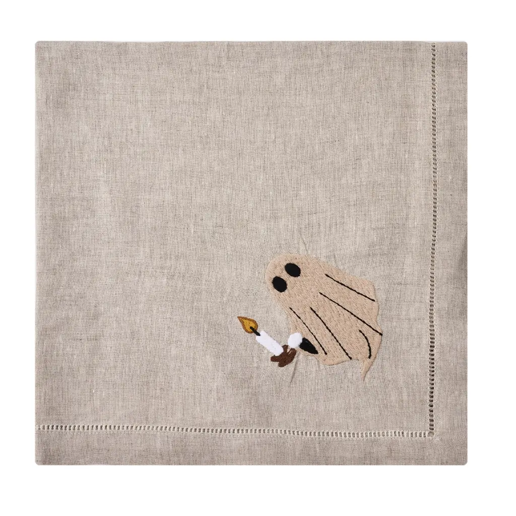 GHOST VIGNETTE EMBROIDERED NAPKIN - FLAX.webp