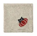 Peek-a-Boo Cat Embroidered Napkin - FLAX.webp