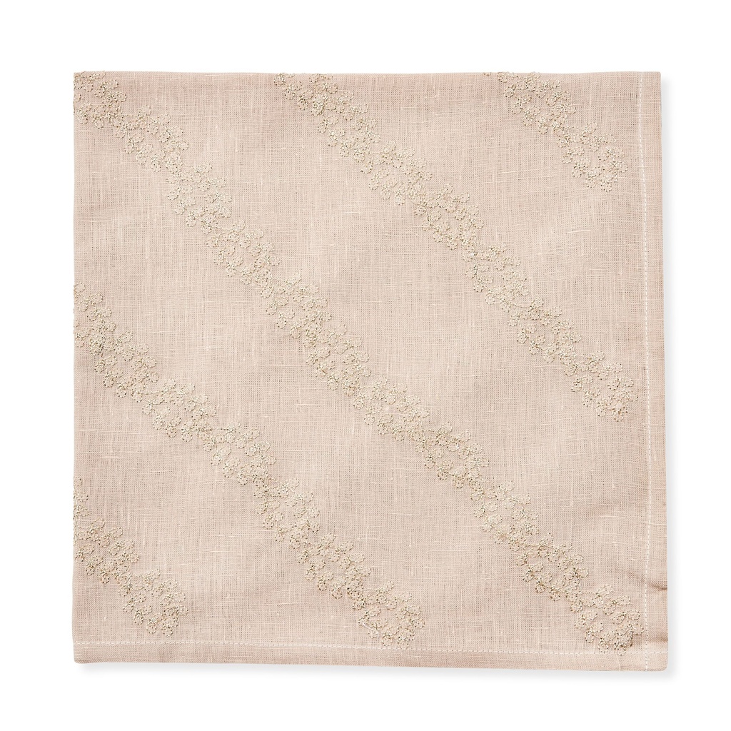Taupe Metallic Vines Embroidered Napkin