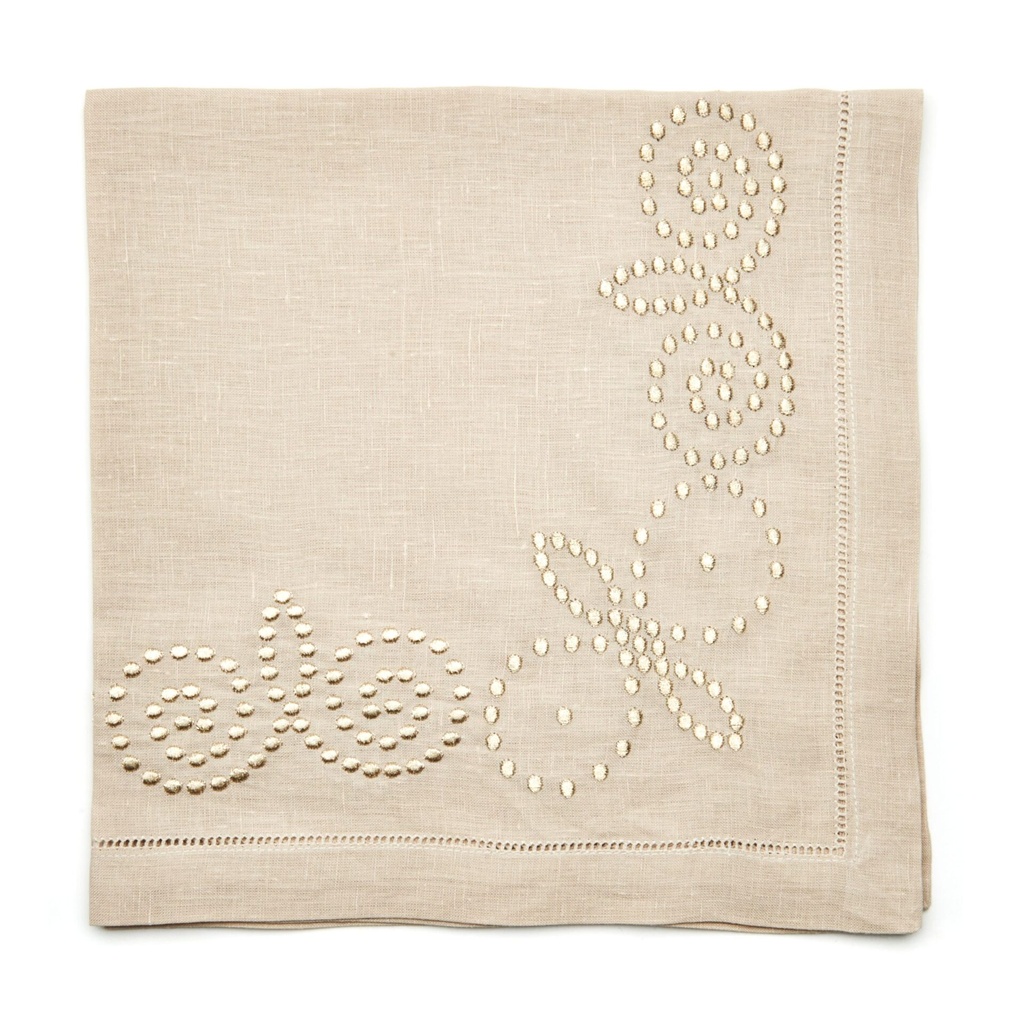 Taupe Metallic Henna Embroidered Napkin