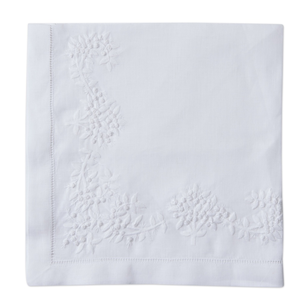 White Royal Garden Embroidered Napkin