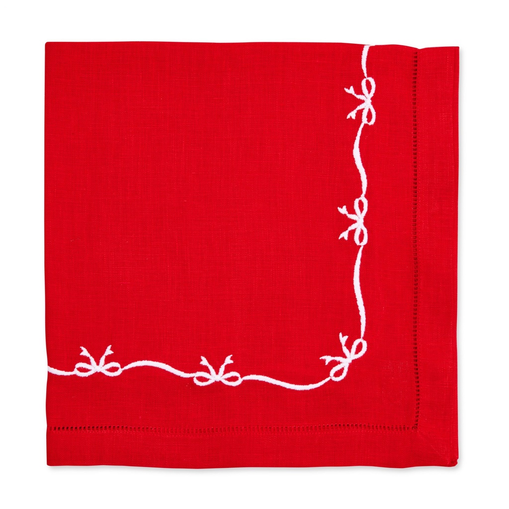 Holiday Bow Embroidered Napkin