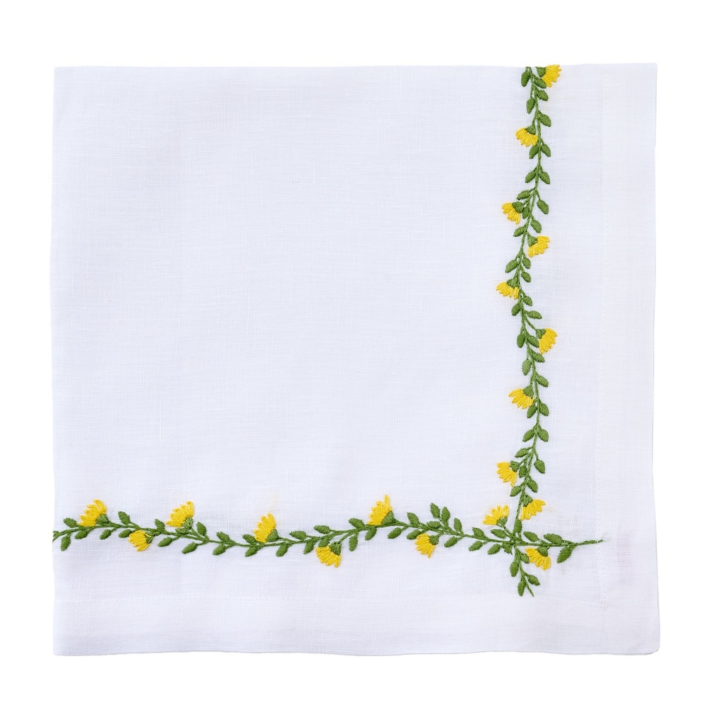 White Cottage Garden Embroidered Napkin