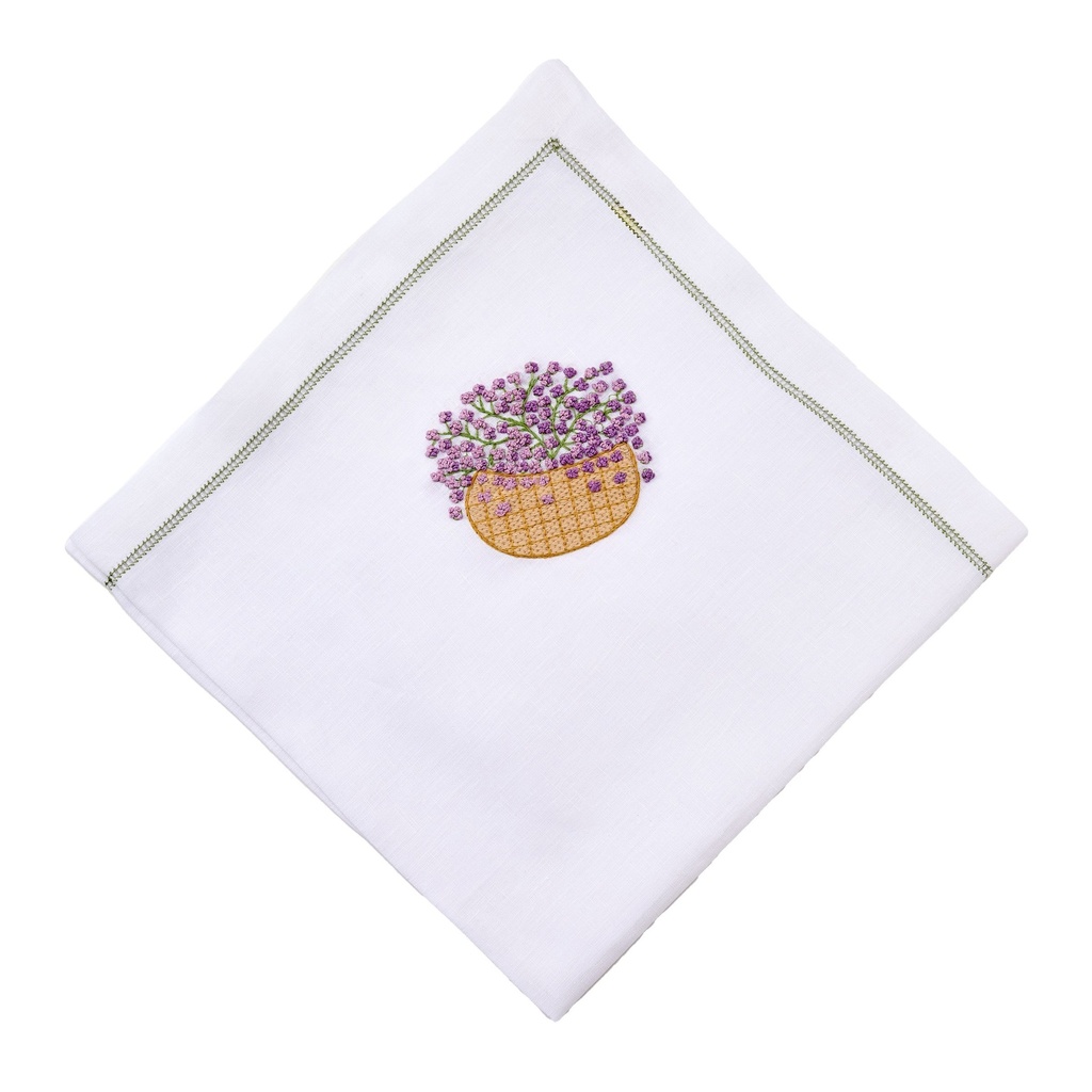Flower Basket Embroidered Napkin