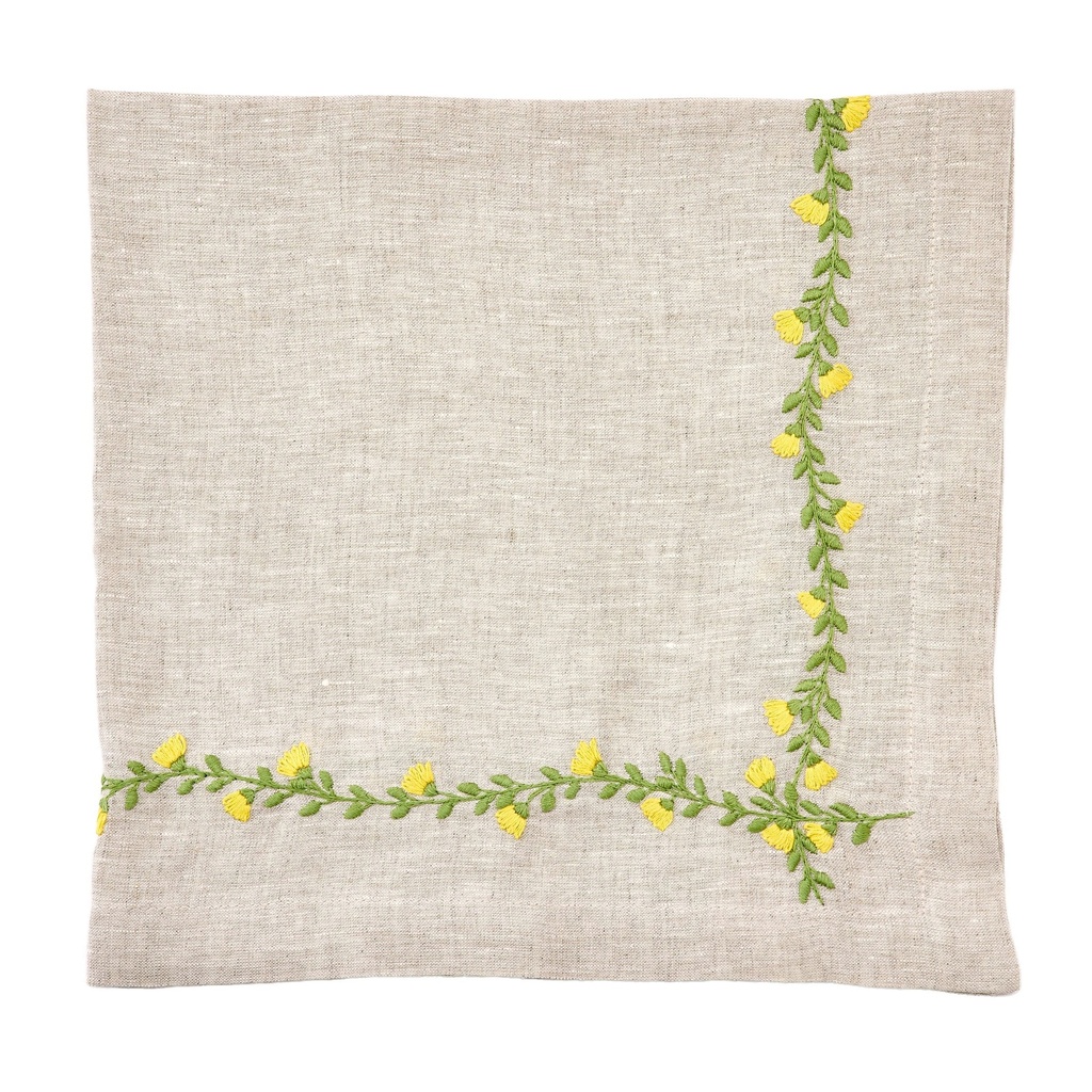 Flax Cottage Garden Embroidered Napkin