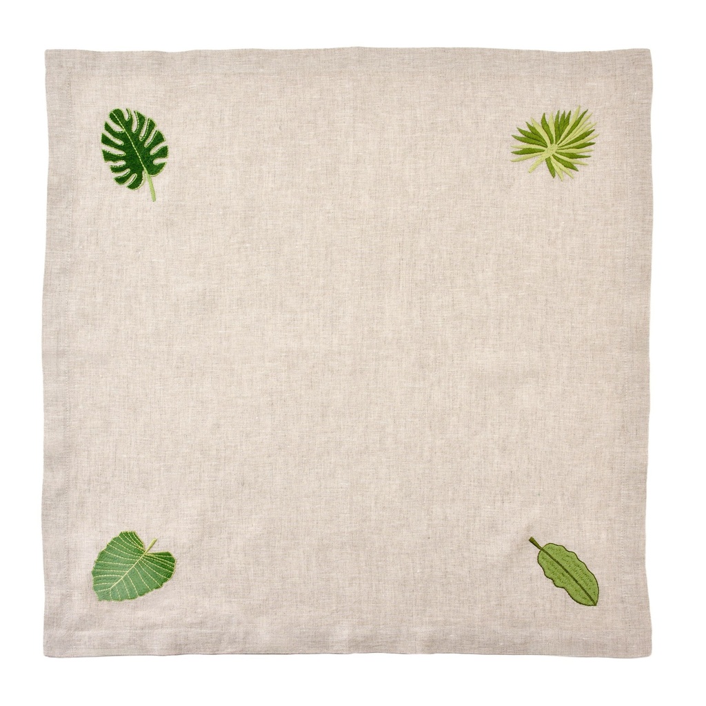Flax Palm Leaves Embroidered Napkin