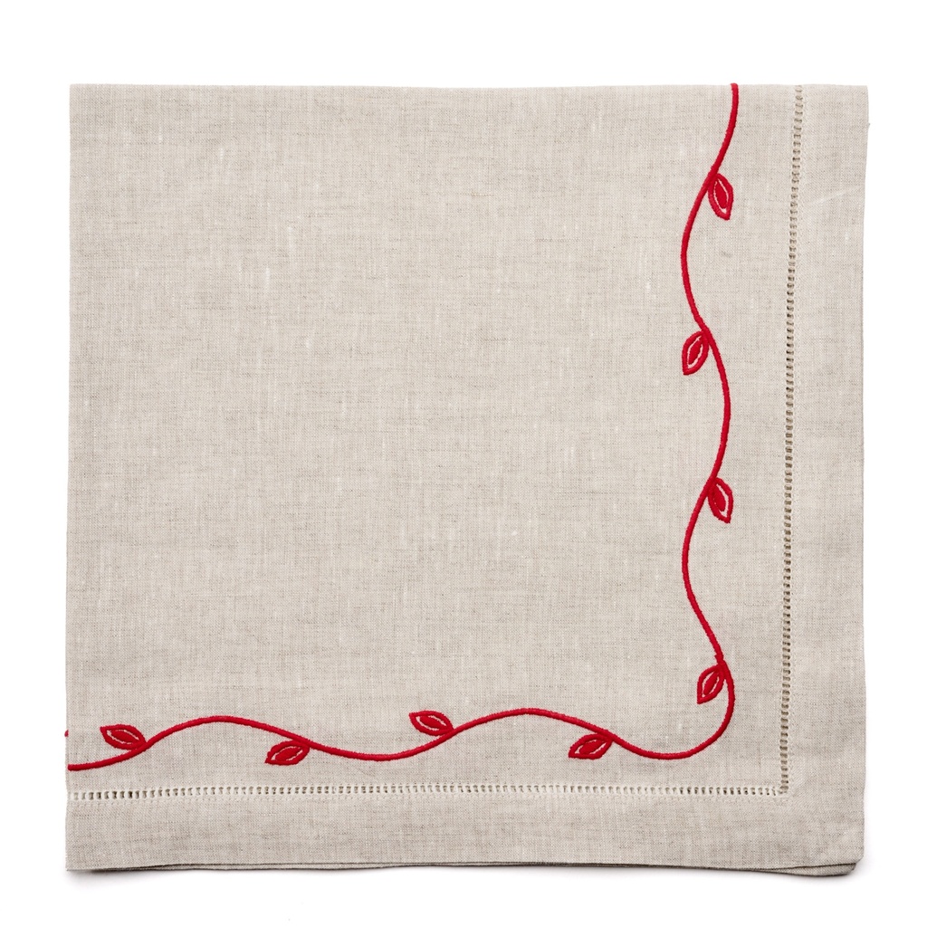 Flax Garden Vine Embroidered Napkin