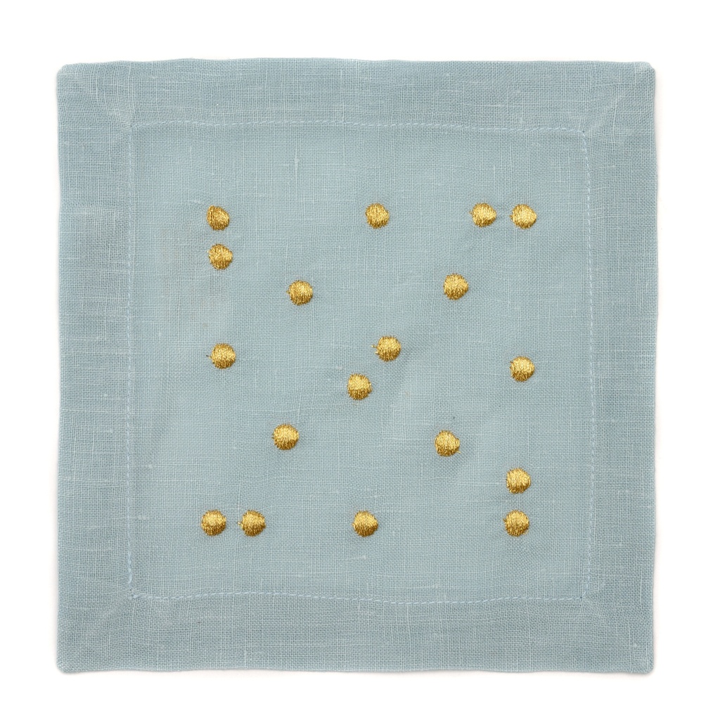 Gold Scattered Dots Embroidered Cocktail Napkin (Set of 4)
