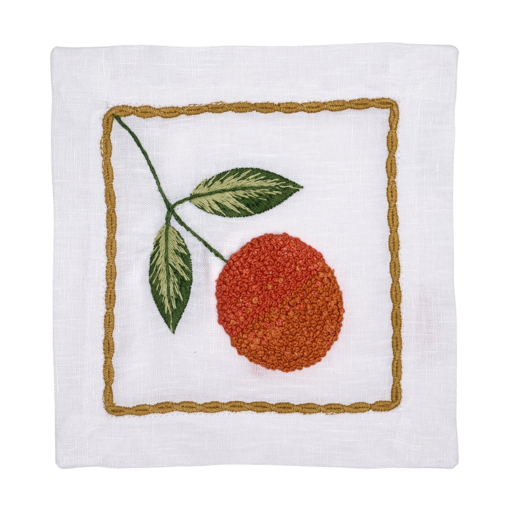 Fruit Blossom Embroidered Cocktail Napkin (Set of 4)