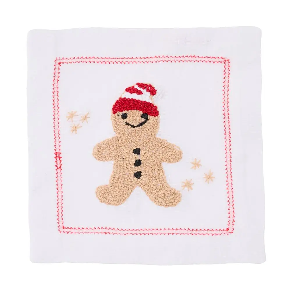 Gingerbread Embroidered Cocktail Napkin (Set of 4)