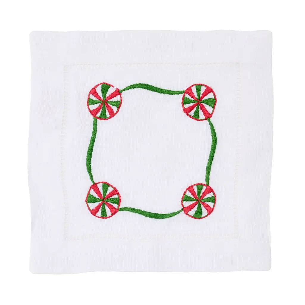 Merry Mint Embroidered Cocktail Napkin (Set of 4)