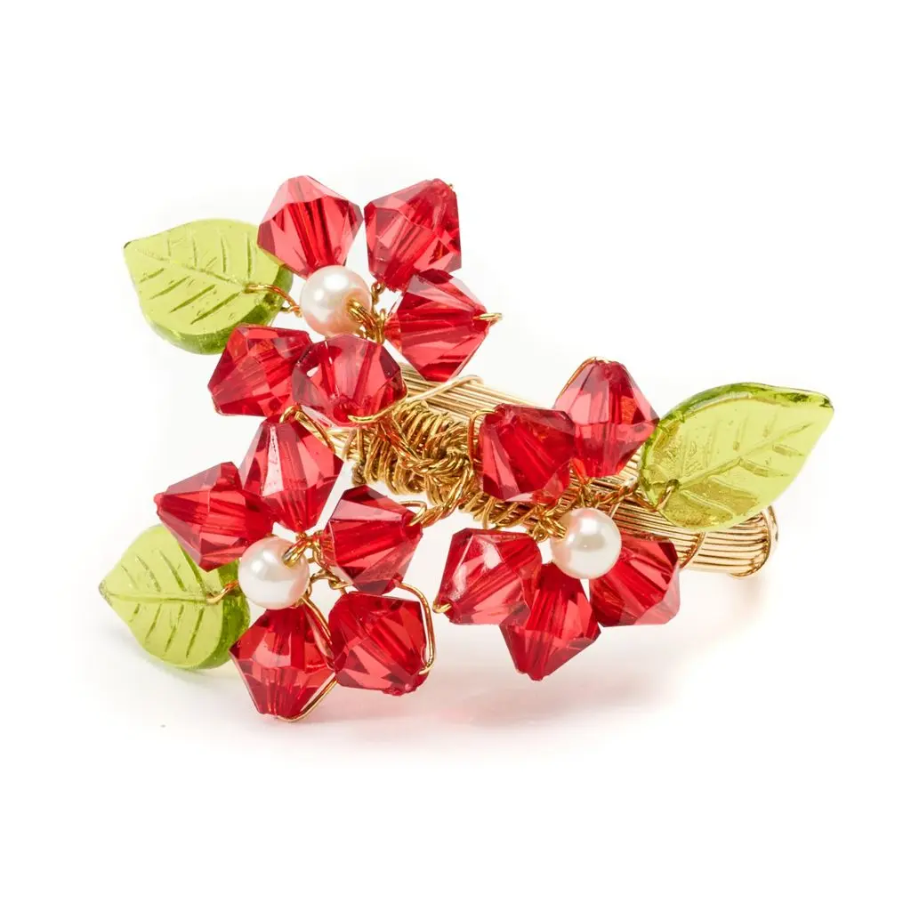 Beaded Floral Spray Napkin Ring