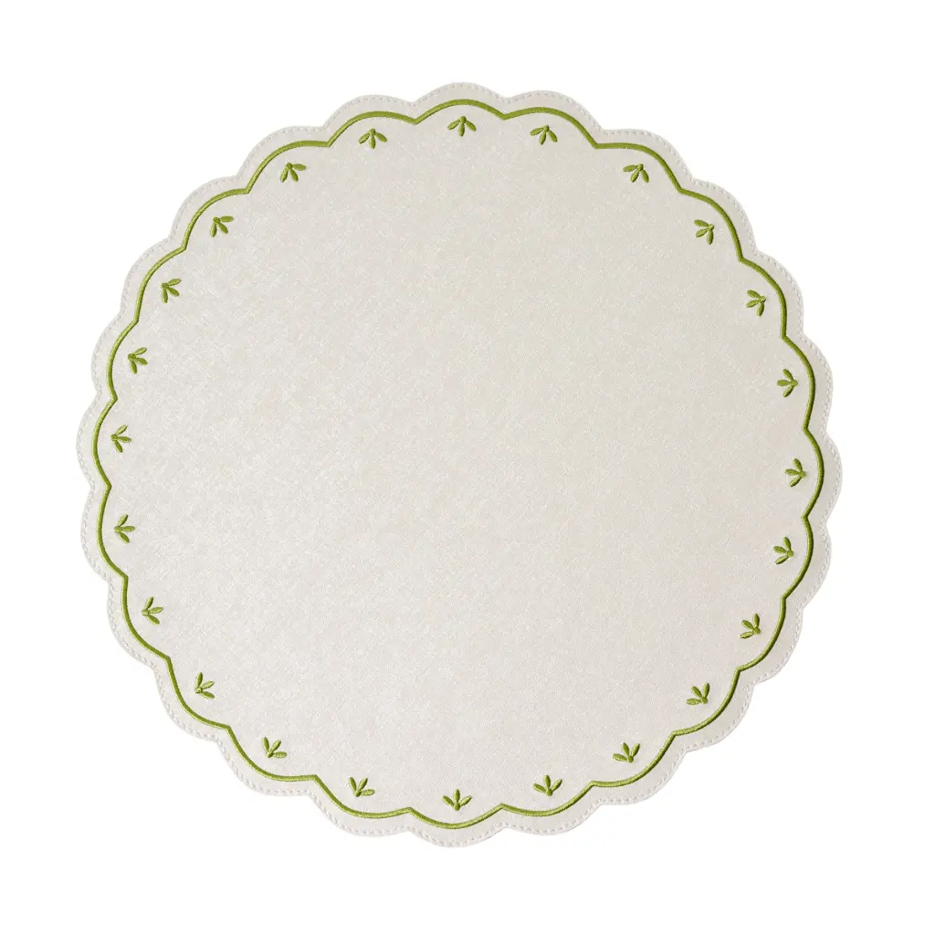 Colette Embroidered Round Scallop Placemat