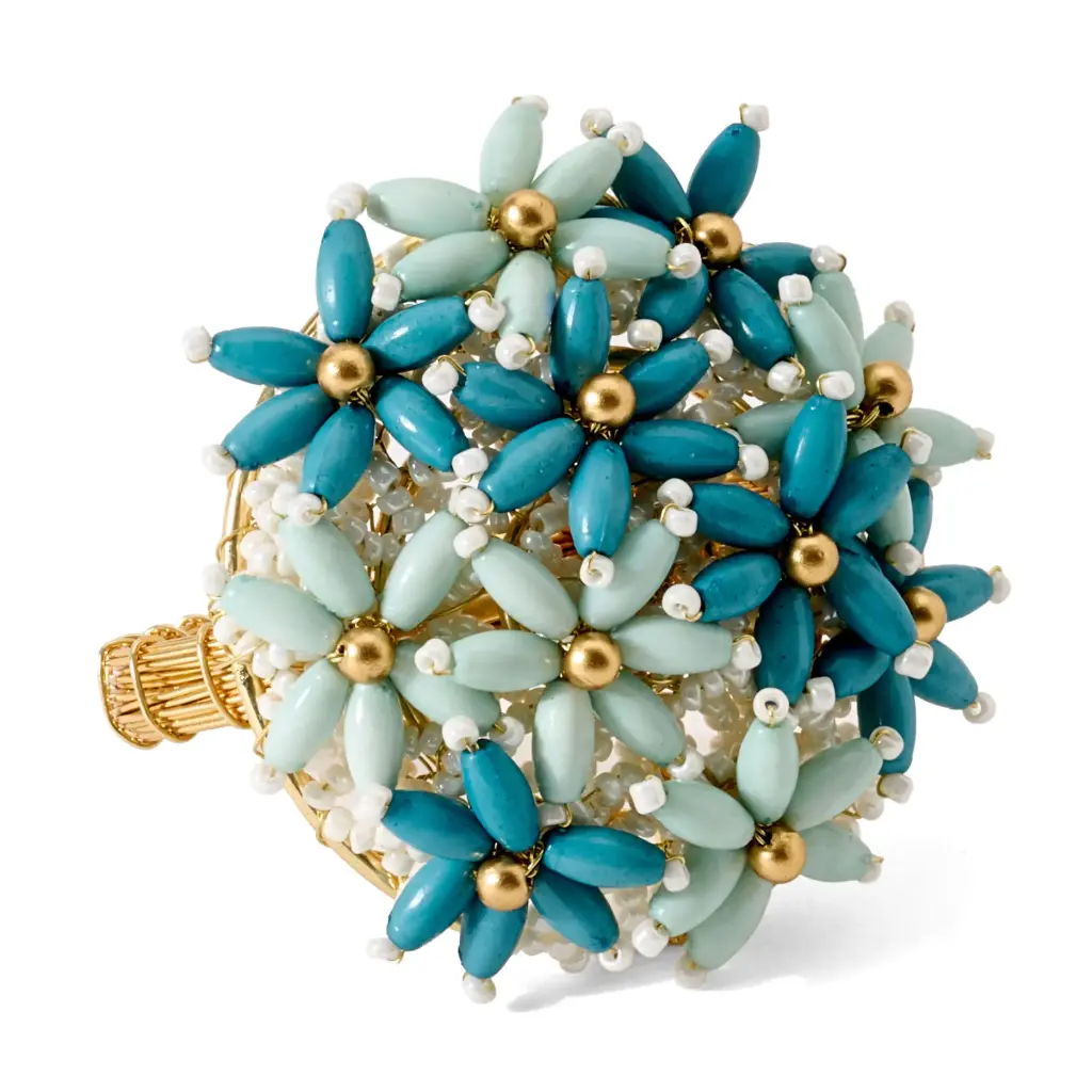 Floral Beaded Brooch Napkin Ring