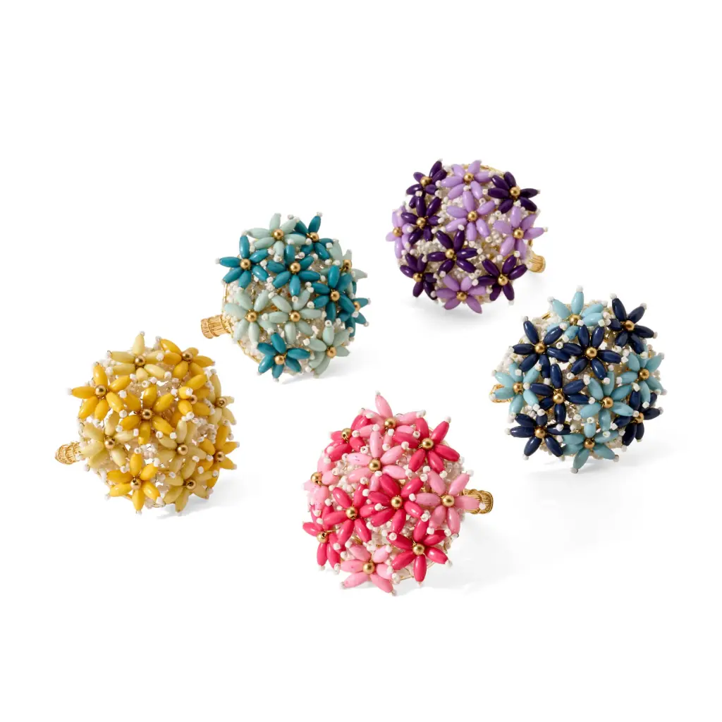Floral Beaded Brooch Napkin Ring