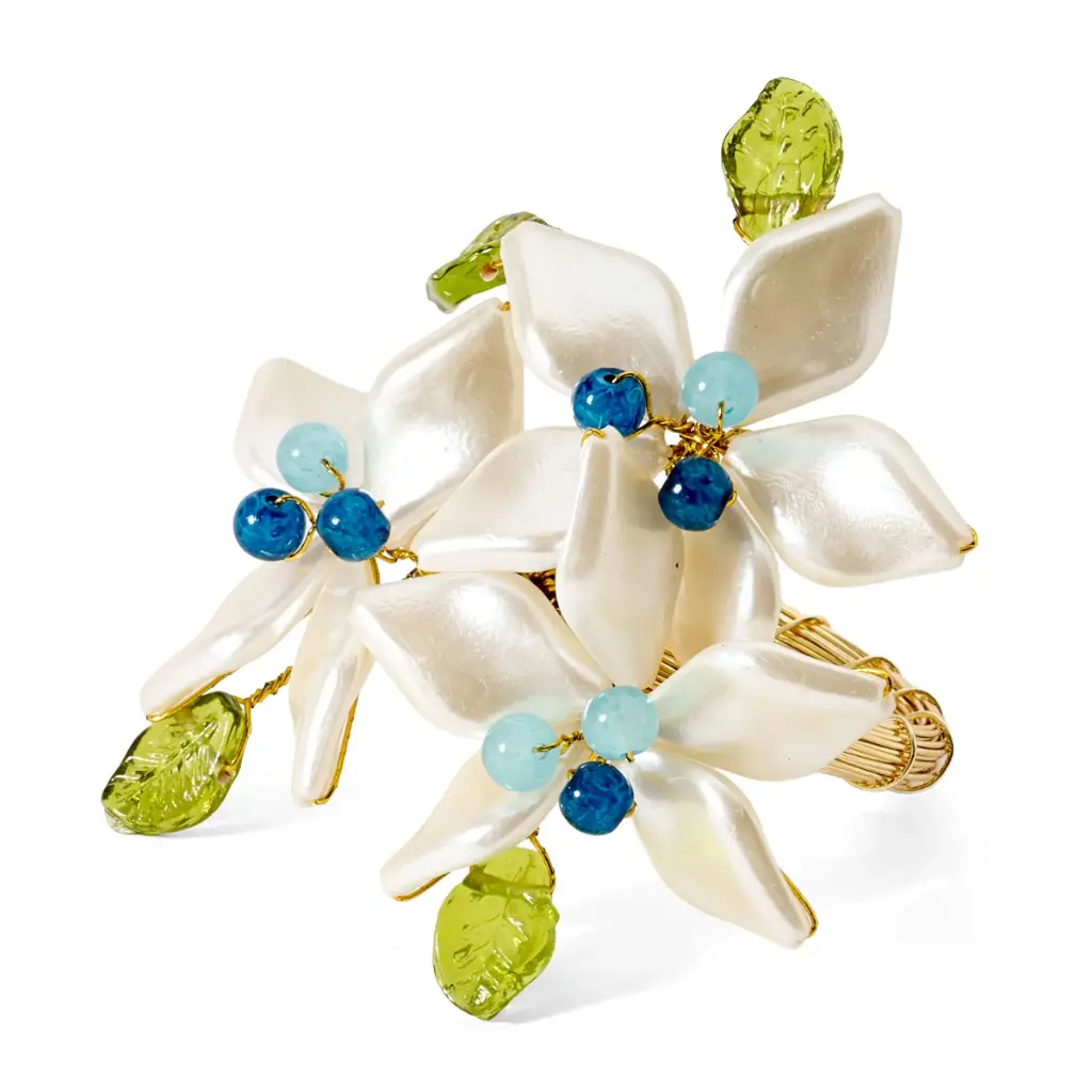 Spring Jasmine Pearl Beaded Napkin Ring
