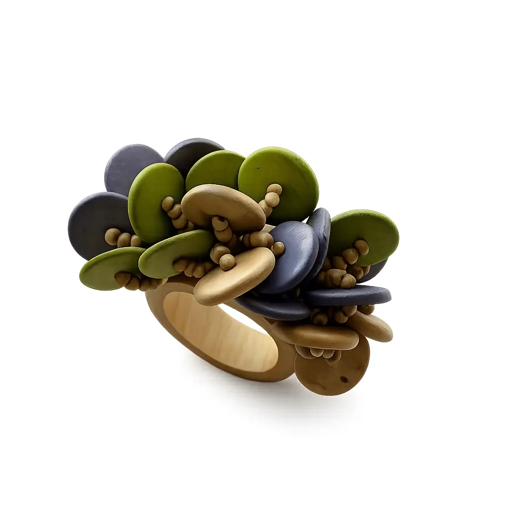 Spring Wood Coin Beads Napkin Ring