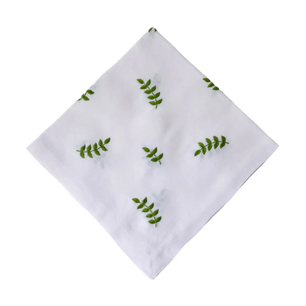 Scattered Fern Embroidered Napkin