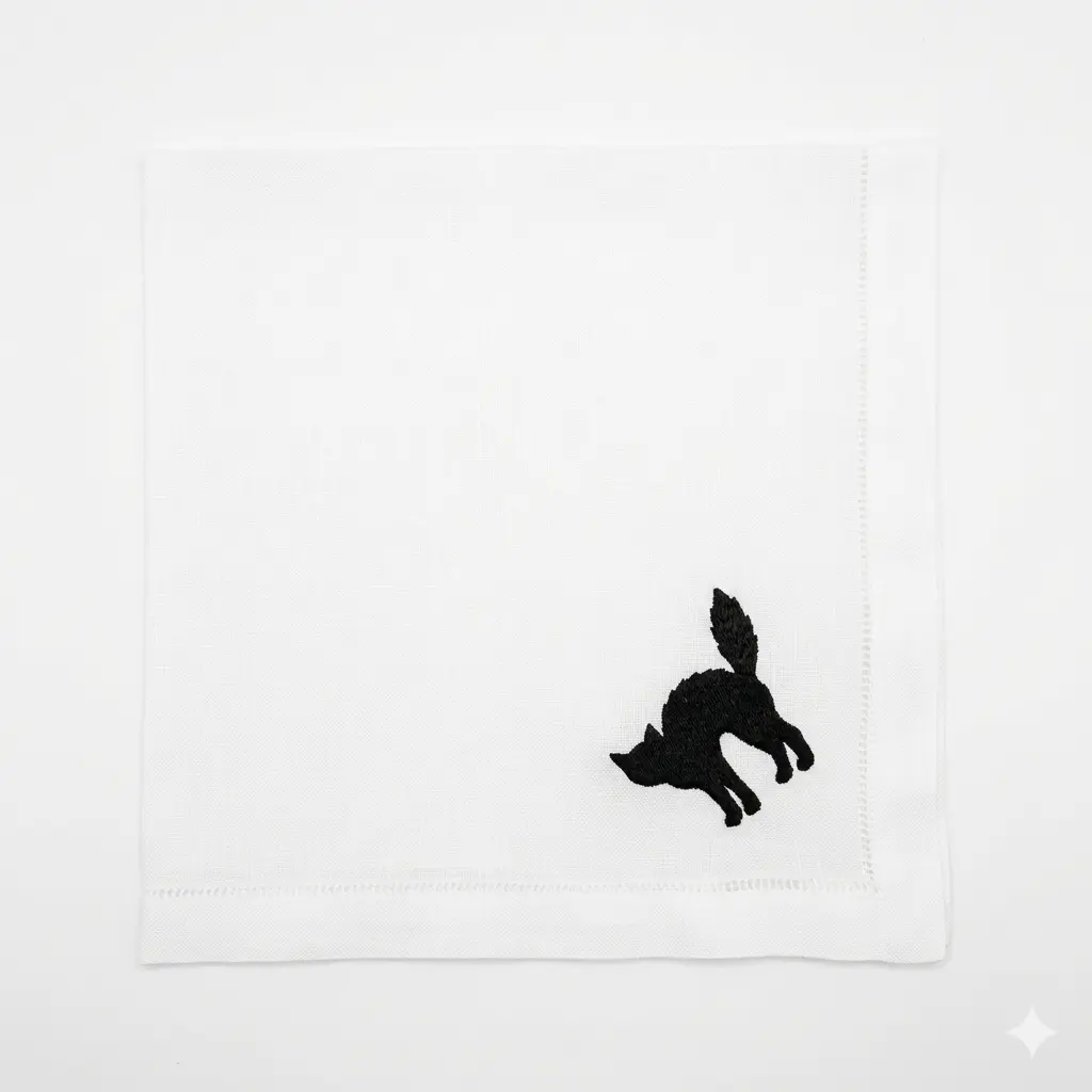White Haunted Elegance Embroidered Napkin