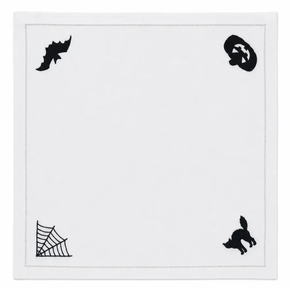 White Haunted Elegance Embroidered Napkin