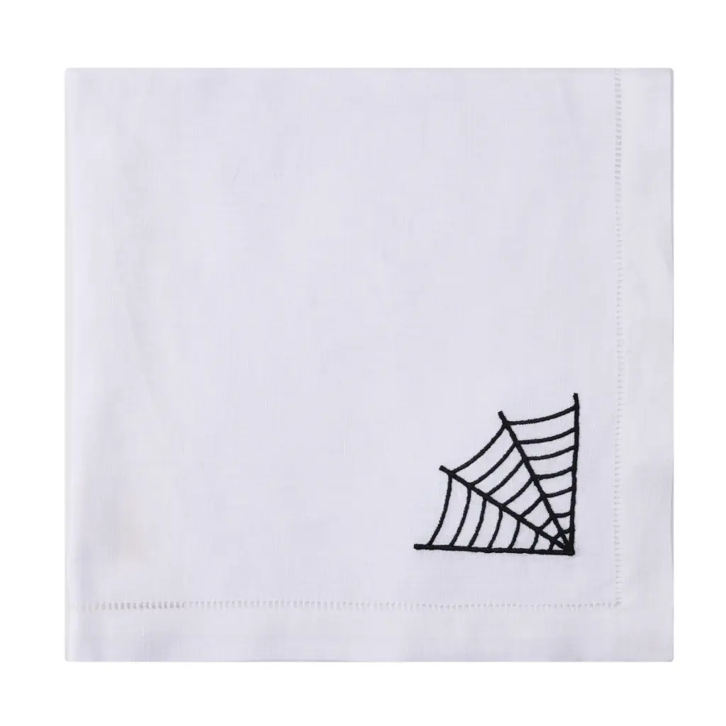 White Haunted Elegance Embroidered Napkin