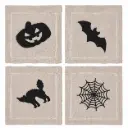 Flax Haunted Elegance Embroidered Cocktail Napkin (Set of 4)