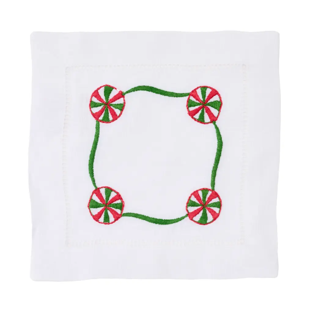 Merry Mint Embroidered Cocktail Napkin (Set of 4)