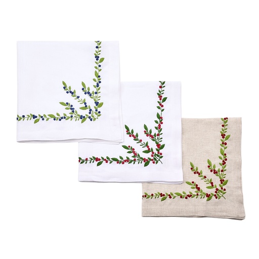White Hanging Flowers Embroidered Napkin
