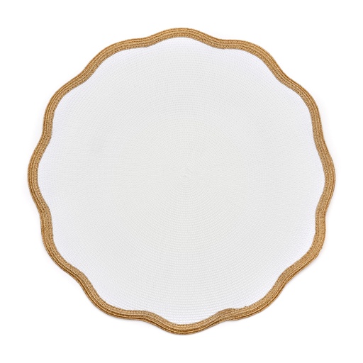 [57-6570WGOLD] Lurex Border Round Scallop