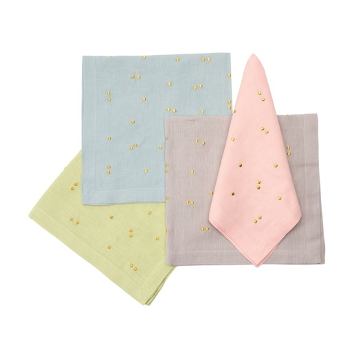 22" Gold Scattered Dots Embroidered Napkin