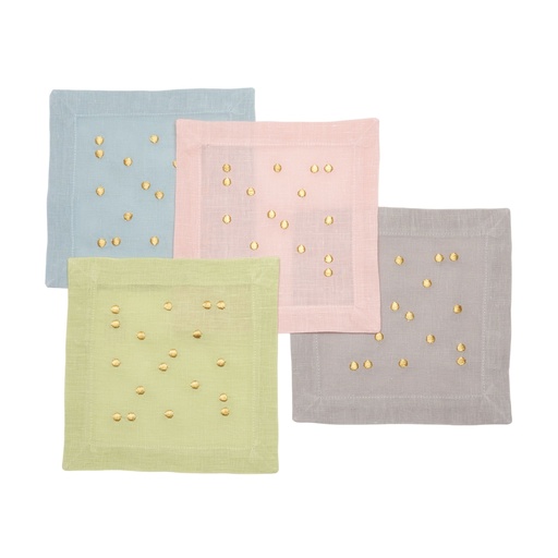 Gold Scattered Dots Embroidered Cocktail Napkin (Set of 4)