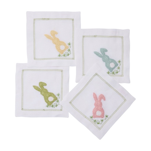Cottontail Embroidered Cocktail Napkin (Set of 4)
