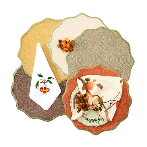 [59-4422] Persimmon Embroidered Napkin