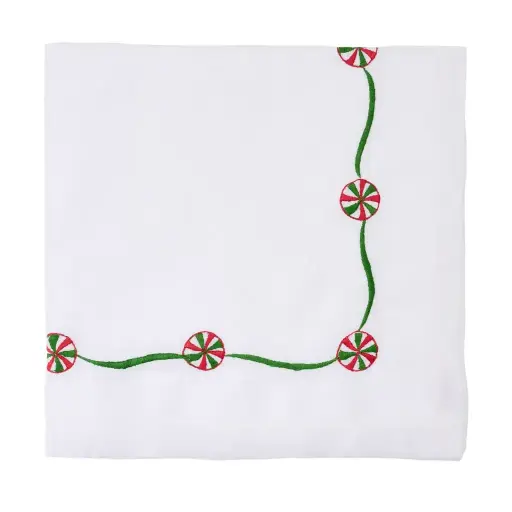 [59-4122] Merry Mint Embroidered Napkin