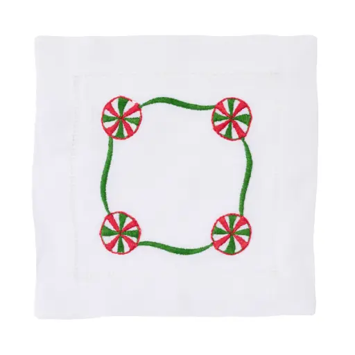 Merry Mint Embroidered Cocktail Napkin (Set of 4)