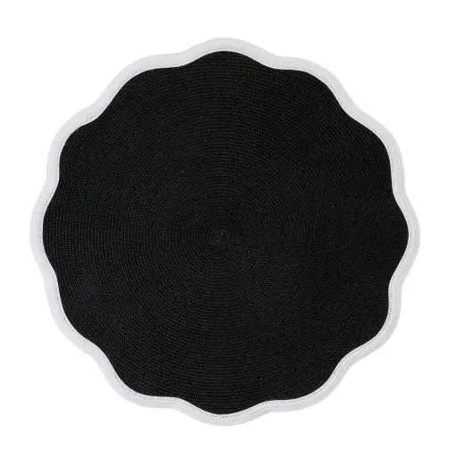 [57-7550BLK] White Border Round Scallop