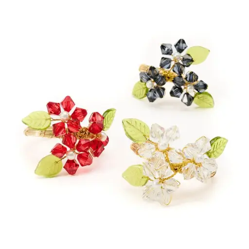 Beaded Floral Spray Napkin Ring