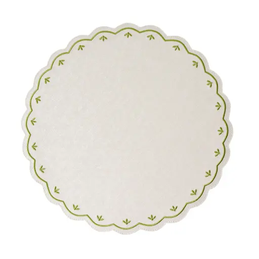 Colette Embroidered Round Scallop Placemat