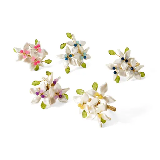 Spring Jasmine Pearl Beaded Napkin Ring