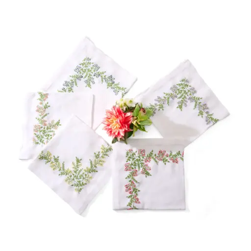 Wild Berry Vine Embroidered Napkin