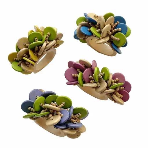 Spring Wood Coin Beads Napkin Ring