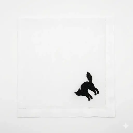 [13-6022W] White Haunted Elegance Embroidered Napkin