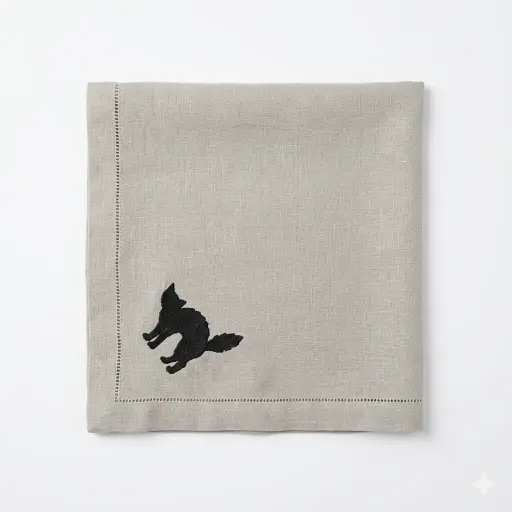 [13-6022F] Flax Haunted Elegance Embroidered Napkin